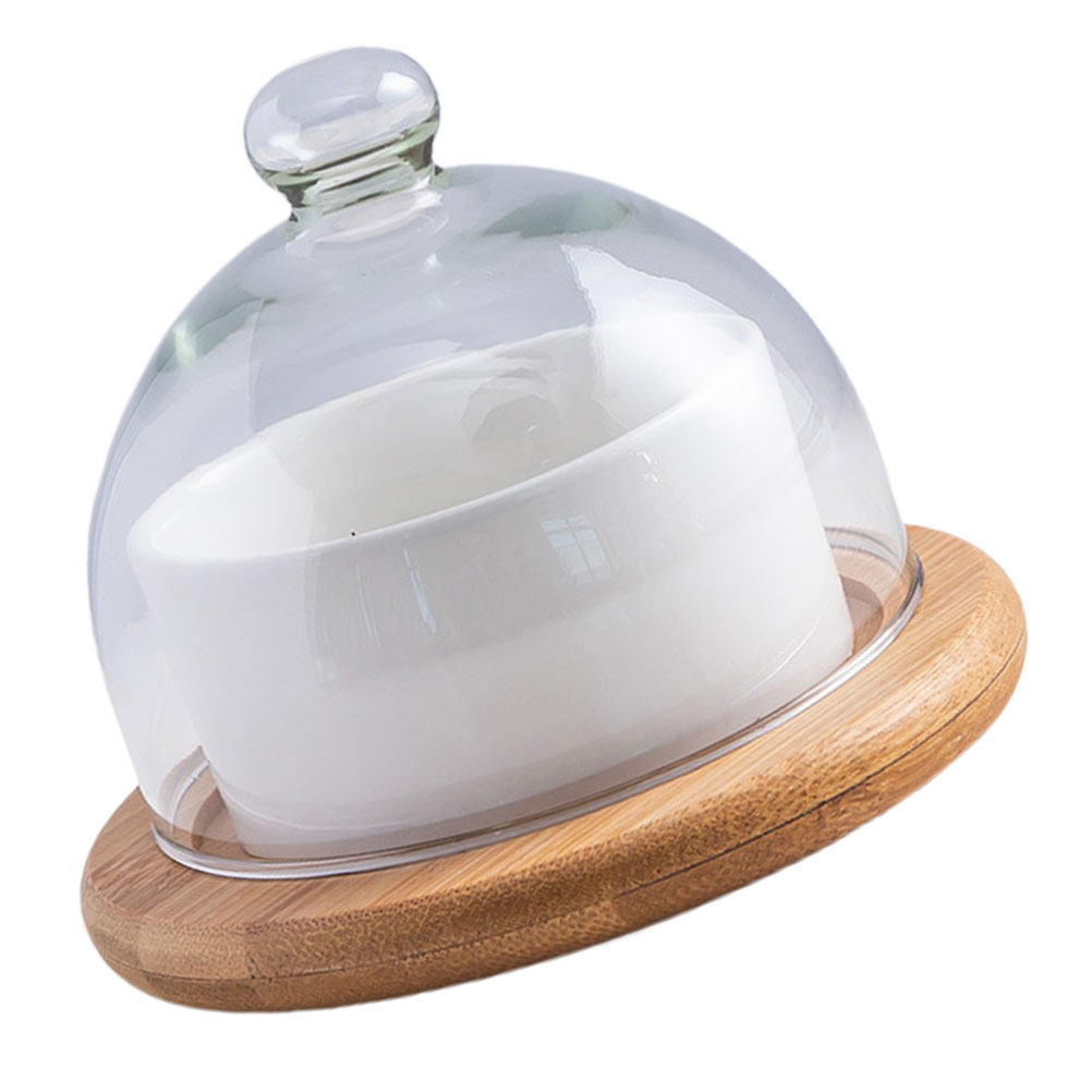 Ceramic Salad Bowl Set with Cl - Plastic Dome Clear 评论和价格