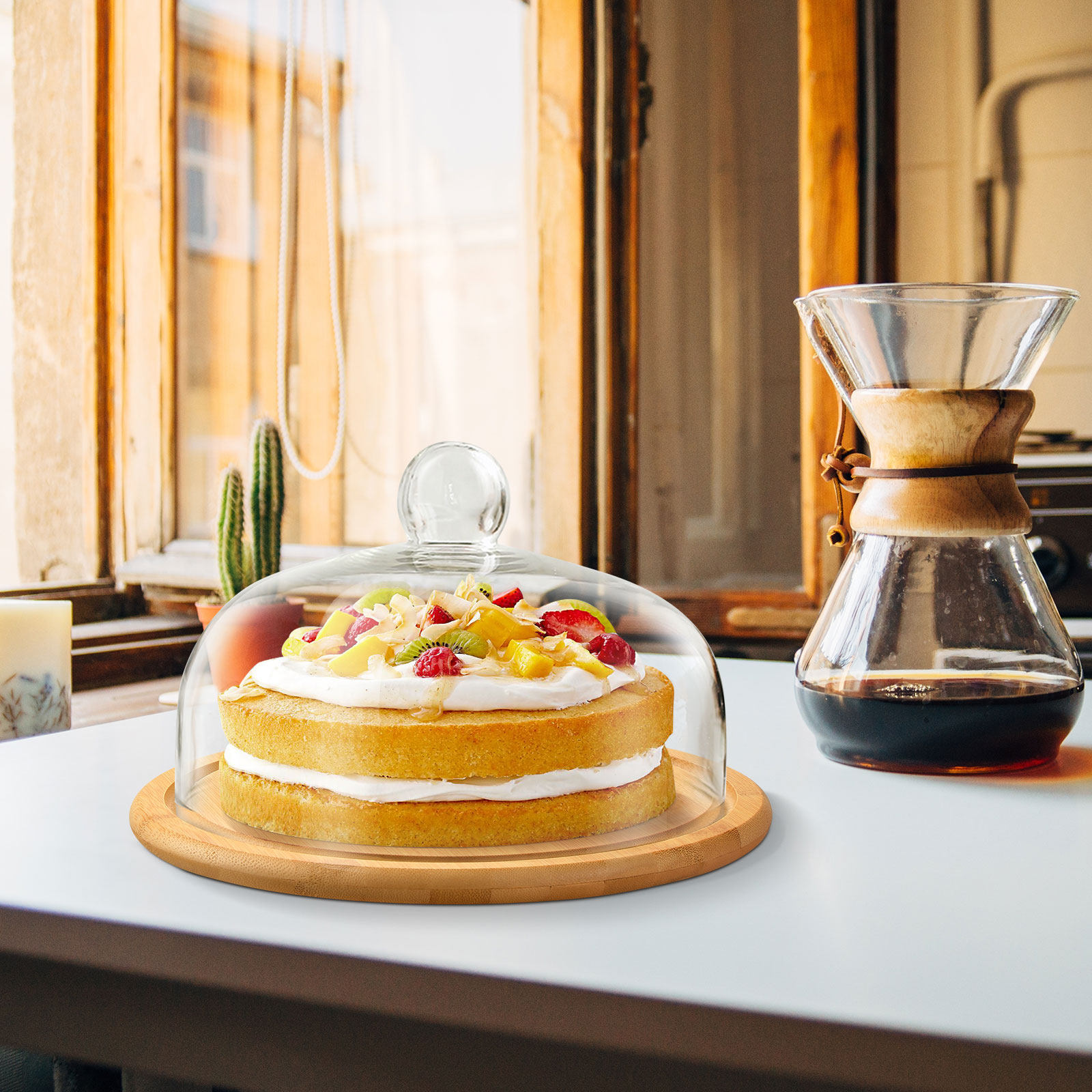 1Set Cake Glass Dome Cover Pre - Plastic Dome Clear 评论和价格